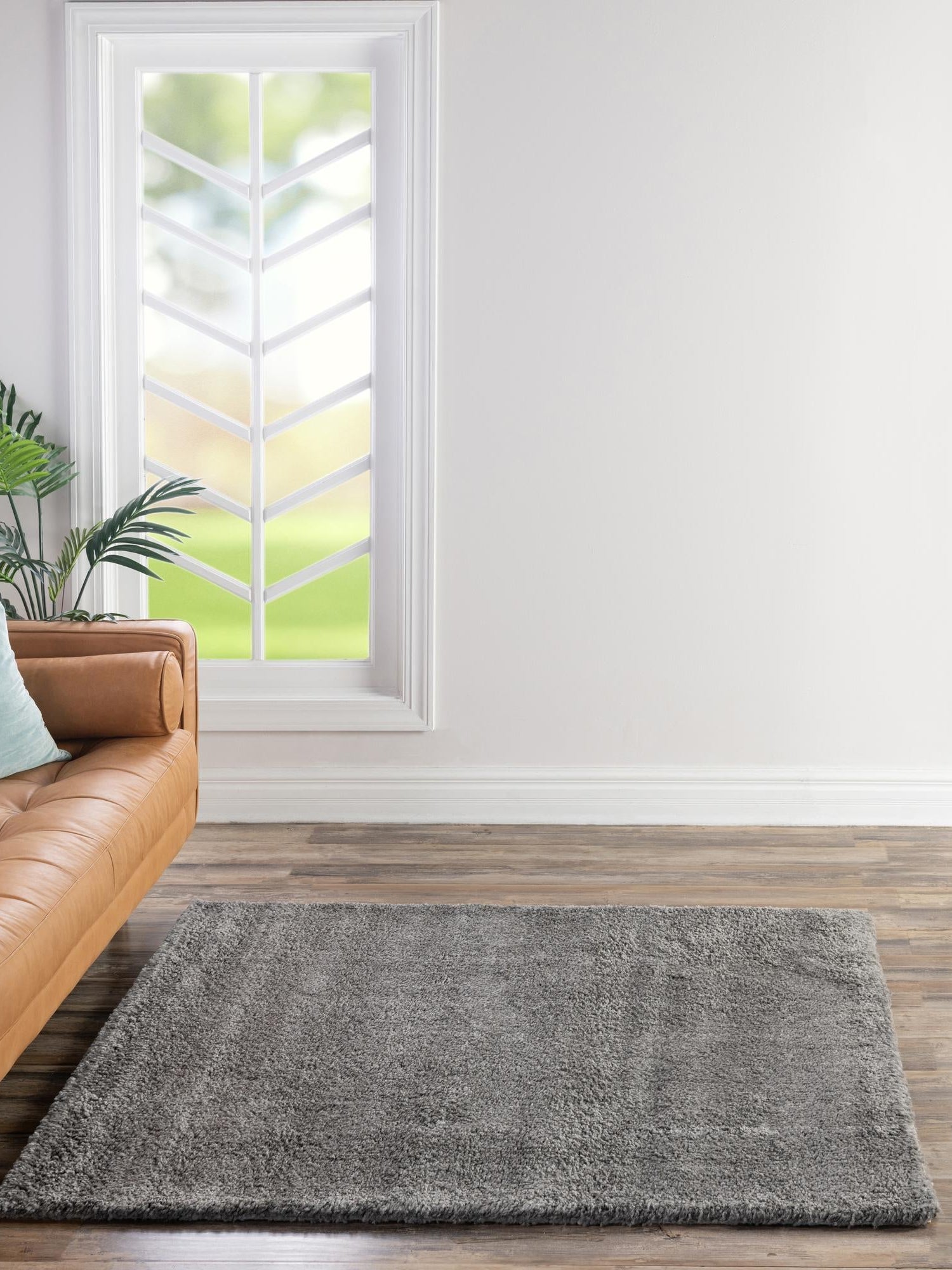 Gray 5' 3 x 5' 3 Solo Square Area Rug Thick Soft Touch Fluffy & Plush Shaggy Pile