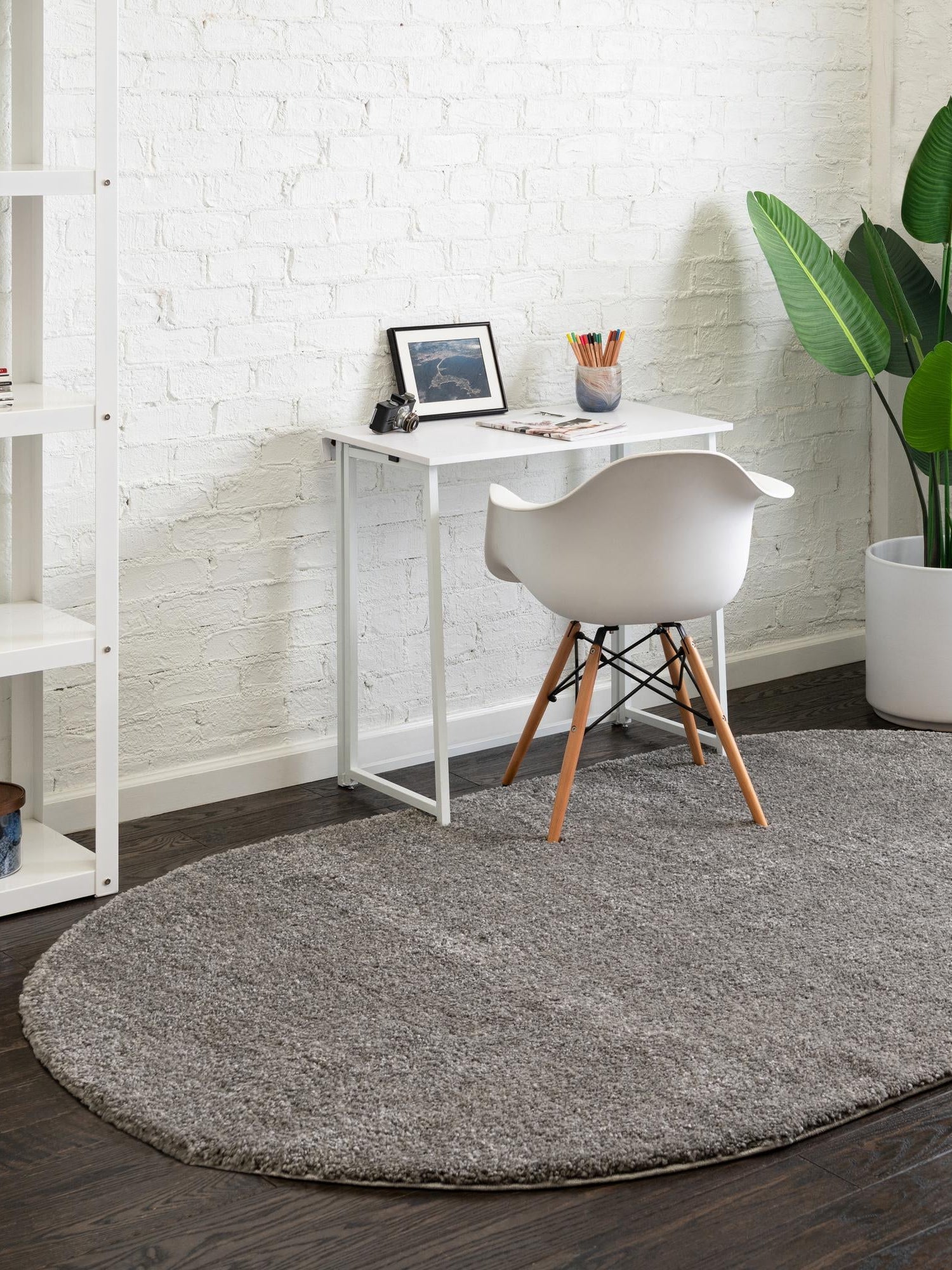 Gray 3' 3 x 5' 3 Solo Oval Area Rug Thick Soft Touch Fluffy & Plush Shaggy Pile