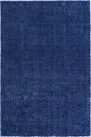 Navy Blue 4' 1 x 6' 1 Solo Rectangle Area Rug Thick Soft Touch Fluffy & Plush Shaggy Pile