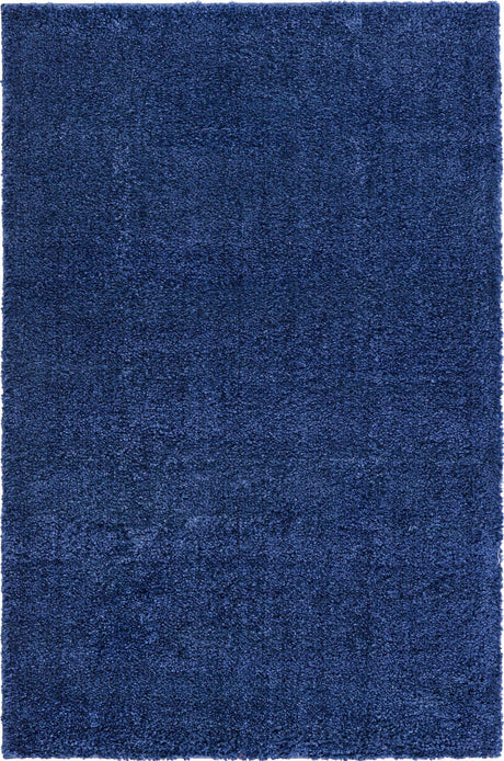 Navy Blue 4' 1 x 6' 1 Solo Rectangle Area Rug Thick Soft Touch Fluffy & Plush Shaggy Pile