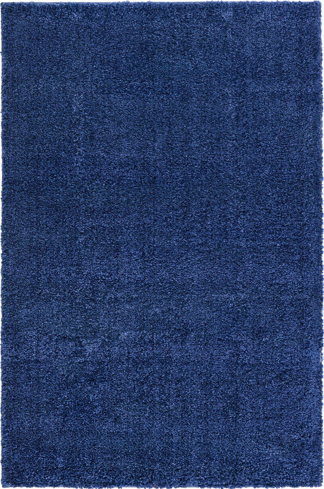 Navy Blue 4' 1 x 6' 1 Solo Rectangle Area Rug Thick Soft Touch Fluffy & Plush Shaggy Pile