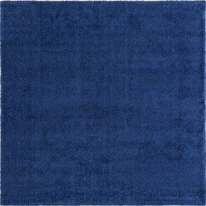 Navy Blue 7' 11 x 7' 11 Solo Square Area Rug Thick Soft Touch Fluffy & Plush Shaggy Pile