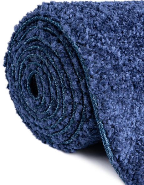 Navy Blue 5' 3 x 5' 3 Solo Square Area Rug Thick Soft Touch Fluffy & Plush Shaggy Pile Durable Minimalist Carpet for Classic Interior Design for Sale at Rug Engine