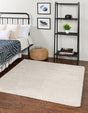 Ivory 5' x 5' Solo Square Area Rug Thick Soft Touch Fluffy & Plush Shaggy Pile Durable Minimalist Carpet for Classic Interior Design for Sale at Rug Engine