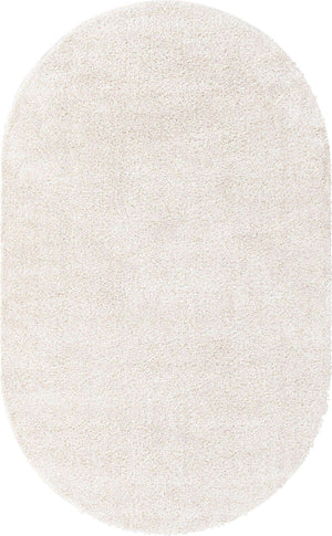 Ivory 3' 3 x 5' 3 Solo Oval Area Rug Thick Soft Touch Fluffy & Plush Shaggy Pile