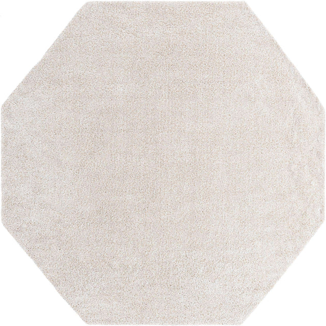 Ivory 7' 11 x 7' 11 Solo Octagon Area Rug Thick Soft Touch Fluffy & Plush Shaggy Pile