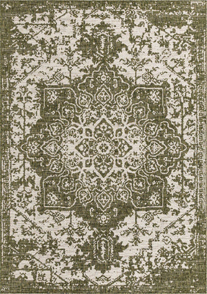 Green 7' 1 x 10' Jill Zarin Outdoor Rectangle Area Rug Weather Resistant for Patio, Deck, Terrace, Balcony, Porch Durable 100% Polypropylene Carpet for Outside for Sale at Rug Engine