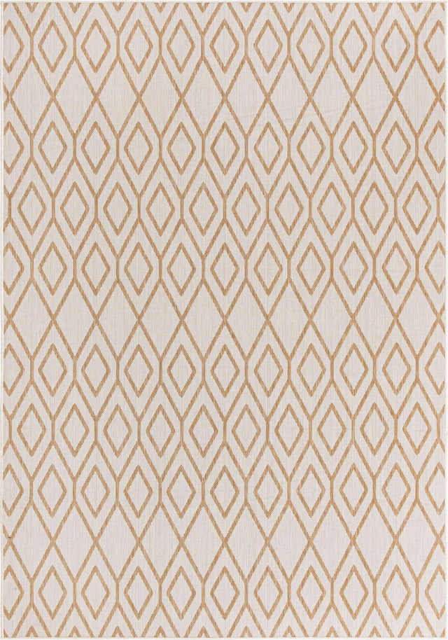 Beige 7' 1 x 10' Jill Zarin Outdoor Rectangle Area Rug Weather Resistant for Patio, Deck, Terrace, Balcony, Porch Durable 100% Polypropylene Carpet for Outside for Sale at Rug Engine