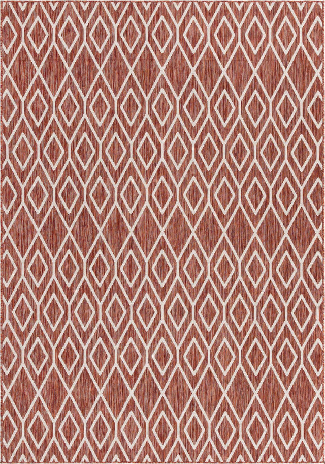 Rust Red 7' 1 x 10' Jill Zarin Outdoor Rectangle Area Rug Weather Resistant for Patio, Deck, Terrace, Balcony, Porch Durable 100% Polypropylene Carpet for Outside for Sale at Rug Engine