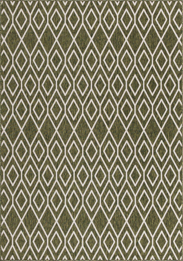 Green 7' 1 x 10' Jill Zarin Outdoor Rectangle Area Rug Weather Resistant for Patio, Deck, Terrace, Balcony, Porch Durable 100% Polypropylene Carpet for Outside for Sale at Rug Engine