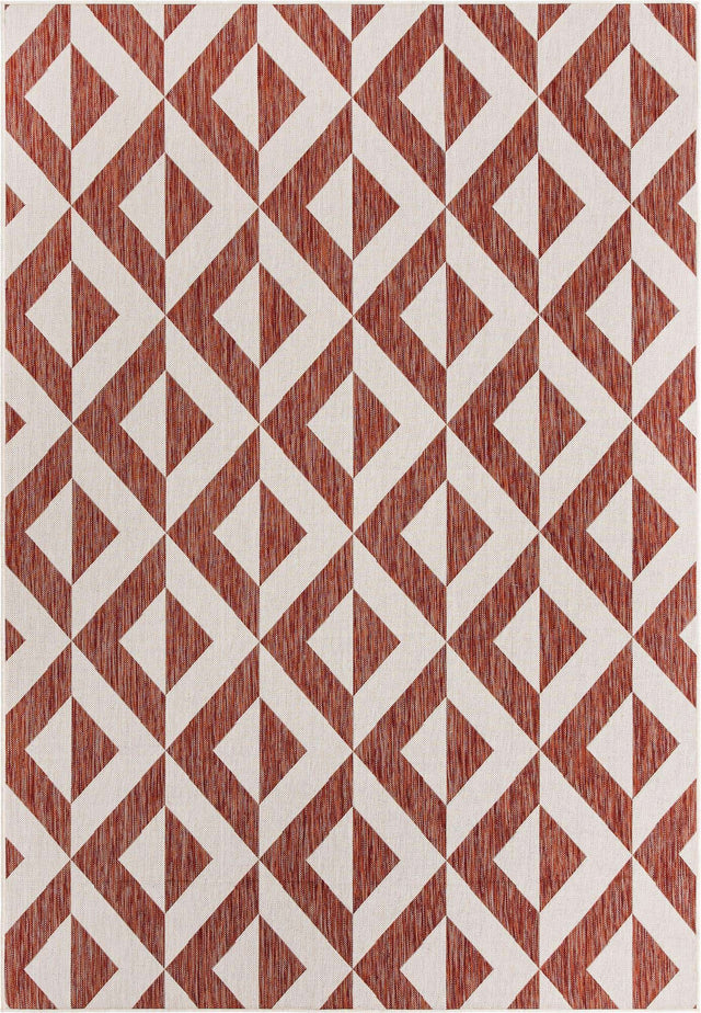Rust Red 7' 1 x 10' Jill Zarin Outdoor Rectangle Area Rug Weather Resistant for Patio, Deck, Terrace, Balcony, Porch Durable 100% Polypropylene Carpet for Outside for Sale at Rug Engine