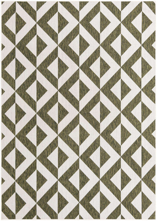 Green 7' 1 x 10' Jill Zarin Outdoor Rectangle Area Rug Weather Resistant for Patio, Deck, Terrace, Balcony, Porch Durable 100% Polypropylene Carpet for Outside for Sale at Rug Engine