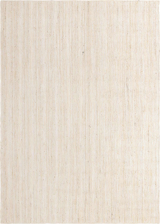 White 7' 1 x 10' Braided Jute Rectangle Rug
