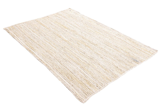 White 4' 1 x 6' 1 Braided Jute Rectangle Rug