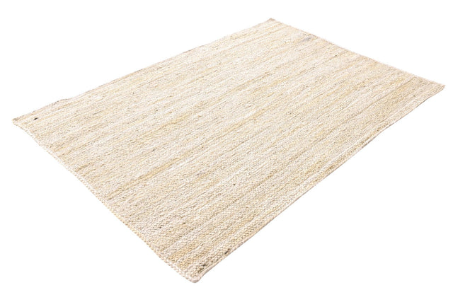 White 4' 1 x 6' 1 Braided Jute Rectangle Rug