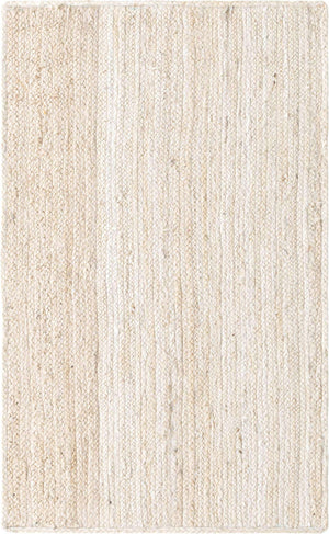 White 3' 3 x 5' 1 Braided Jute Rectangle Rug