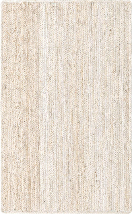 White 3' 3 x 5' 1 Braided Jute Rectangle Rug