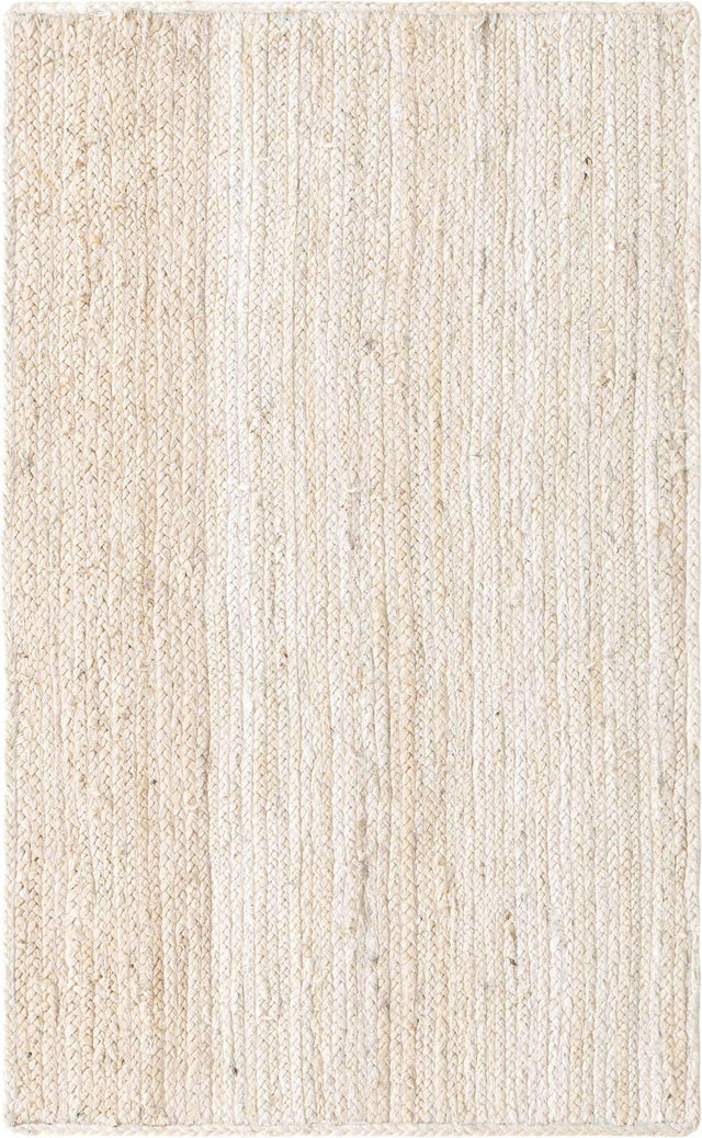 White 3' 3 x 5' 1 Braided Jute Rectangle Rug