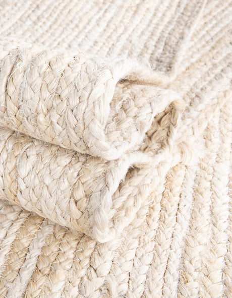 White 8' x 8' Braided Jute Square Rug