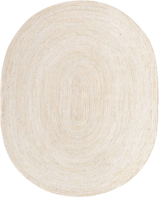 White 8' x 10' Braided Jute Oval Rug