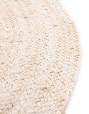 White 5' 1 x 8' Braided Jute Oval Rug