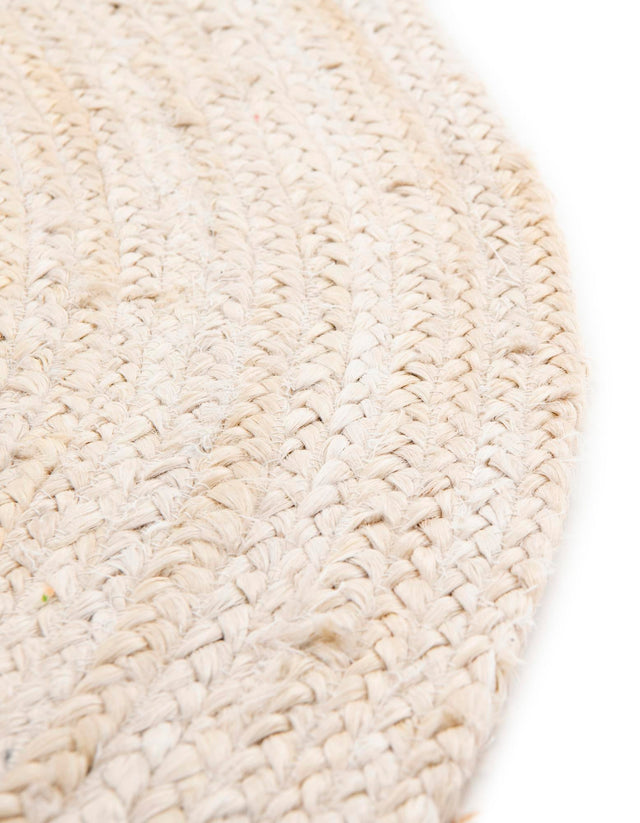 White 5' 1 x 8' Braided Jute Oval Rug