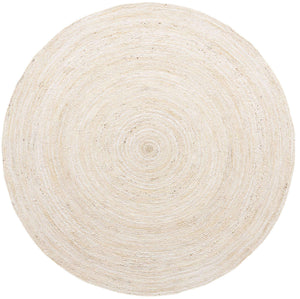 White 8' x 8' Braided Jute Round Rug