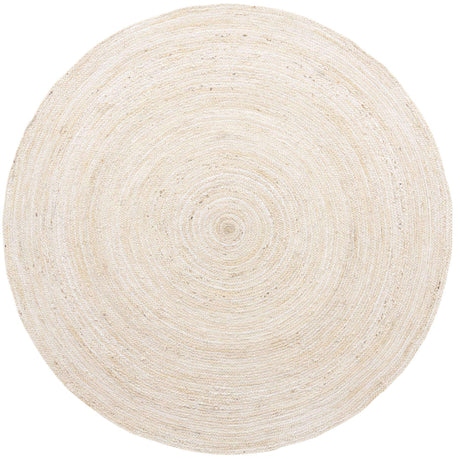 White 8' x 8' Braided Jute Round Rug
