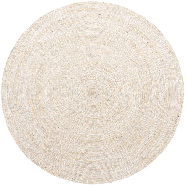 White 8' x 8' Braided Jute Round Rug