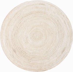 White 5' 1 x 5' 1 Braided Jute Round Rug