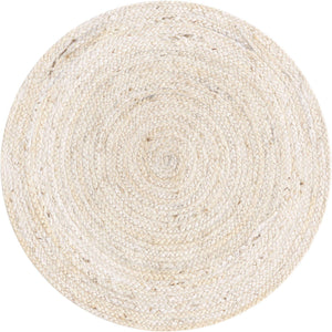 White 3' 3 x 3' 3 Braided Jute Round Rug