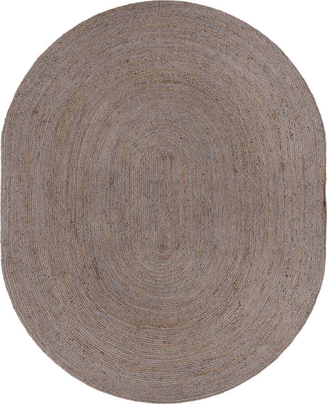 Gray 8' x 10' Braided Jute Oval Rug