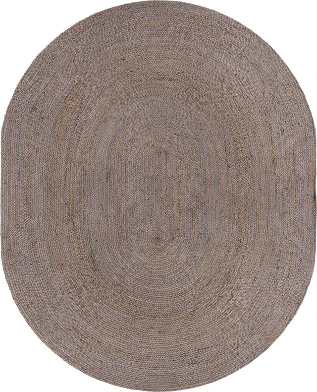 Gray 8' x 10' Braided Jute Oval Rug