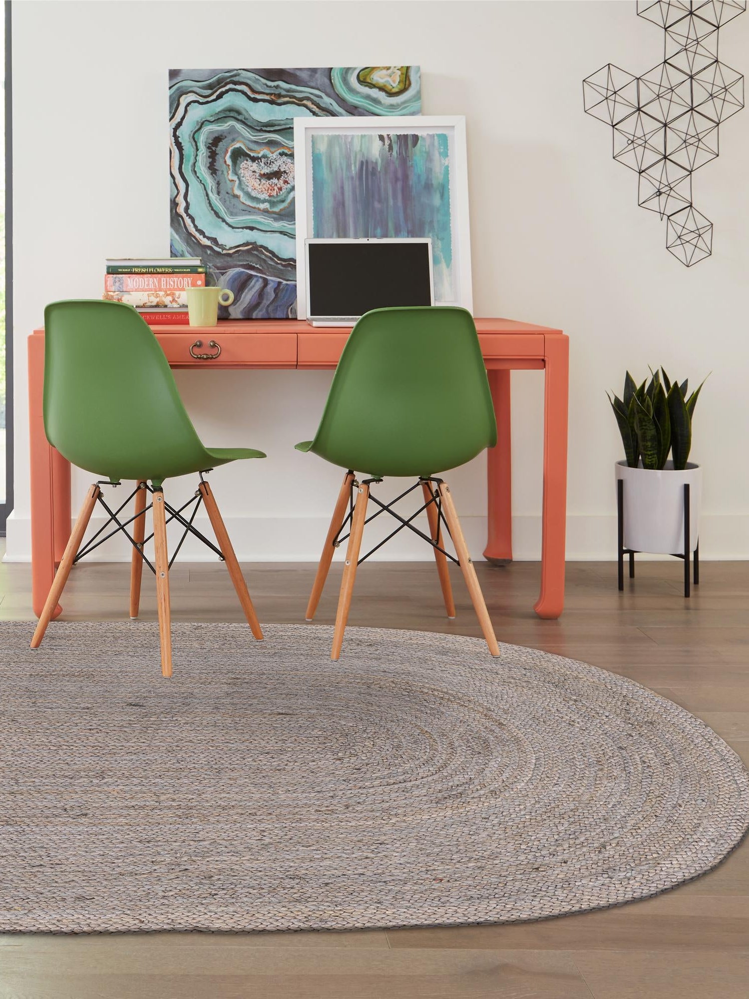 Gray 3' 3 x 5' 1 Braided Jute Oval Area Rug 100% Jute Hand Braided Natural Eco-Friendly Boho Style Carpet for Living Rooms Dining Office Space Dorms for Sale at Rug Engine