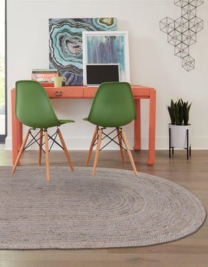Gray 3' 3 x 5' 1 Braided Jute Oval Rug
