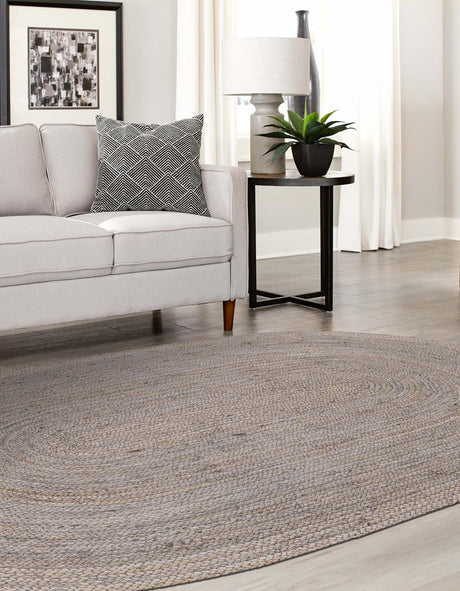 Gray 3' 3 x 5' 1 Braided Jute Oval Area Rug 100% Jute Hand Braided Natural Eco-Friendly Boho Style Carpet for Living Rooms Dining Office Space Dorms for Sale at Rug Engine