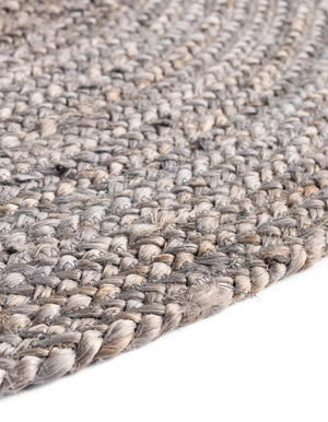 Gray 8' x 10' Braided Jute Oval Rug