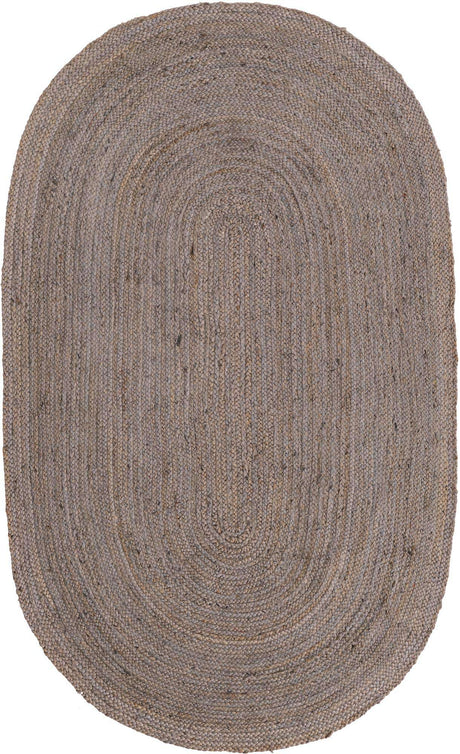 Gray 5' 1 x 8' Braided Jute Oval Rug