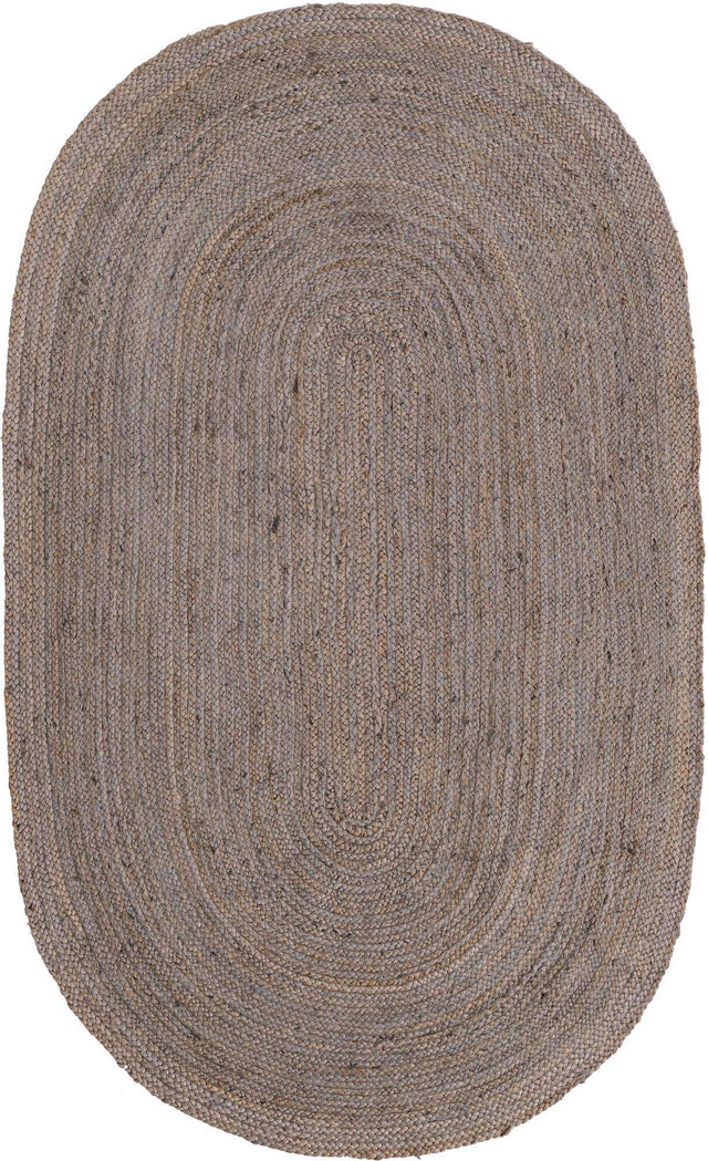 Gray 5' 1 x 8' Braided Jute Oval Rug
