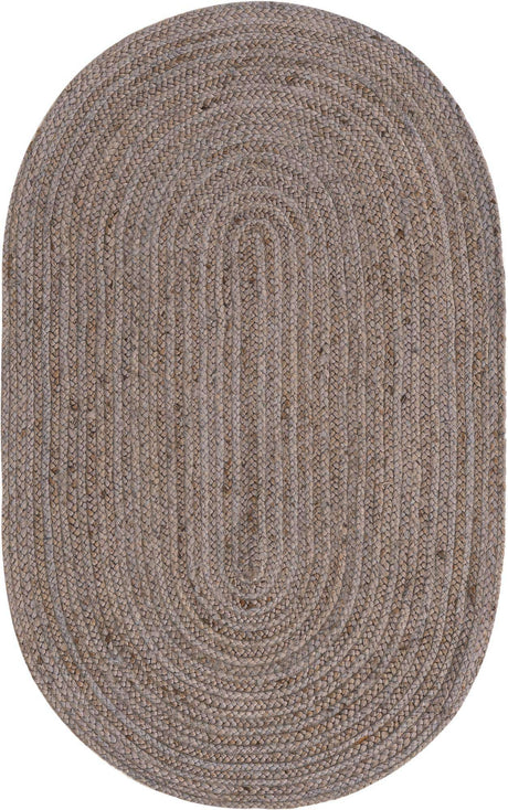 Gray 3' 3 x 5' 1 Braided Jute Oval Rug
