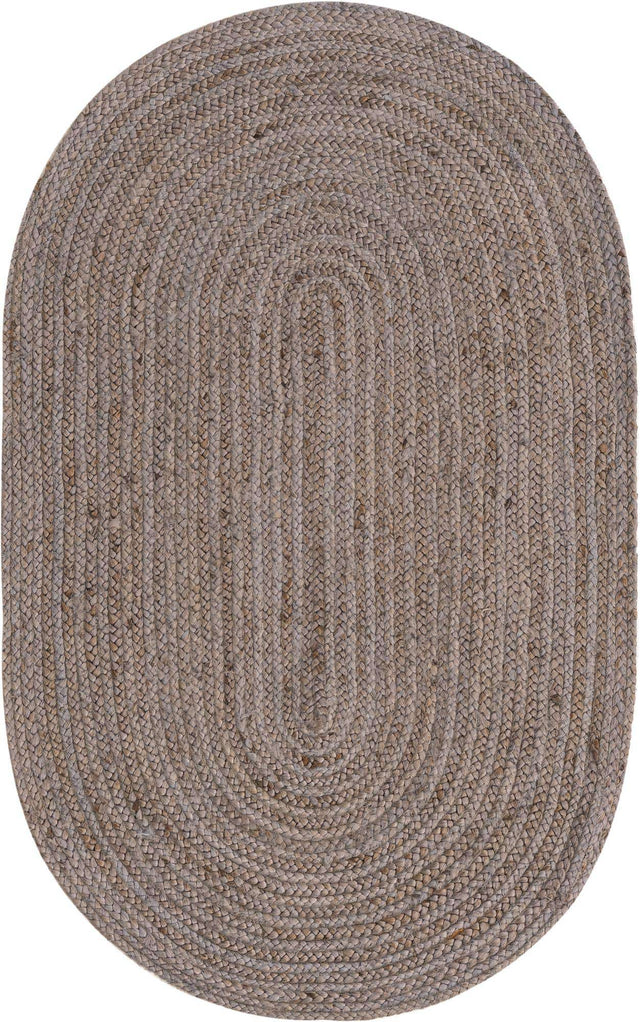 Gray 3' 3 x 5' 1 Braided Jute Oval Rug