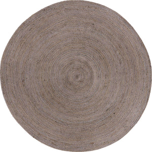 Gray 8' x 8' Braided Jute Round Rug
