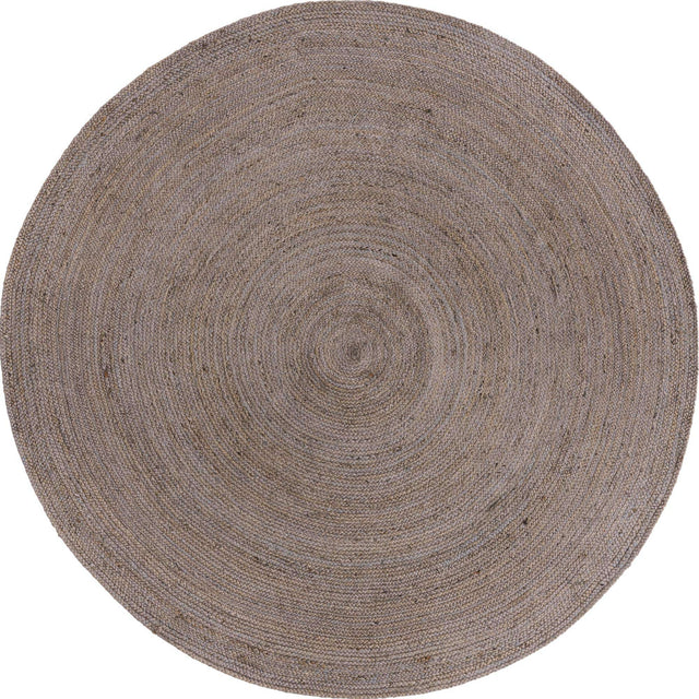 Gray 8' x 8' Braided Jute Round Rug