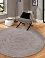 Gray 3' 3 x 3' 3 Braided Jute Round Rug