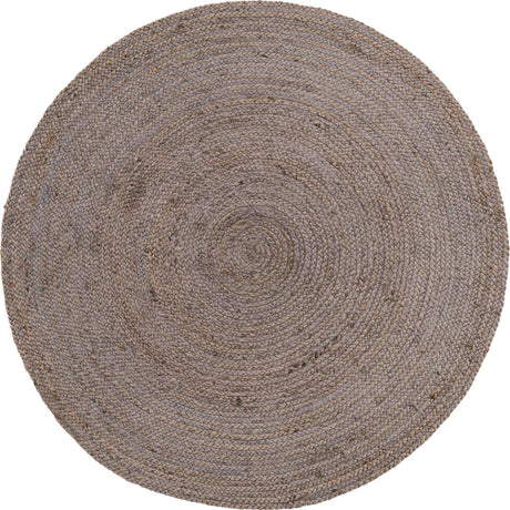 Gray 5' 1 x 5' 1 Braided Jute Round Rug