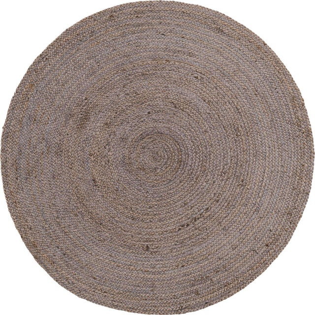 Gray 5' 1 x 5' 1 Braided Jute Round Rug