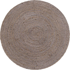 Gray 3' 3 x 3' 3 Braided Jute Round Rug