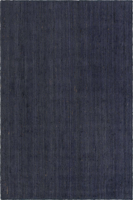 Navy Blue 6' 1 x 9' Braided Jute Rectangle Rug
