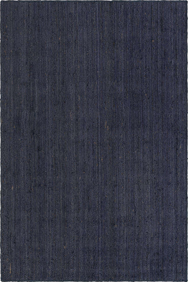 Navy Blue 6' 1 x 9' Braided Jute Rectangle Rug