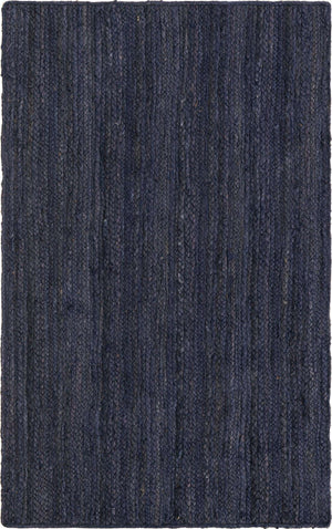 Navy Blue 3' 3 x 5' 1 Braided Jute Rectangle Rug